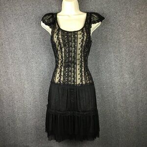 Pinky Lace Black and Beige Flapper Dress Sz S